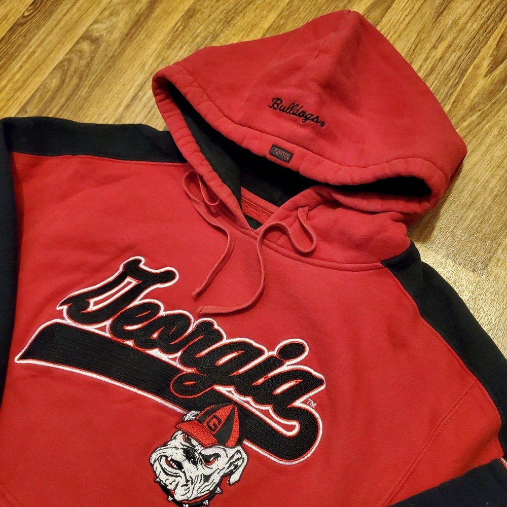 Vintage Georgia Bulldogs Hoodie‎ Sweatshirt Adult Medium Red JanSport Y2K
